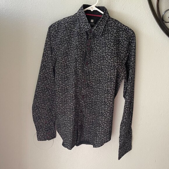 Bobois Collection Mens Slim-Fit  Button-Up Shirt S Black & White - Picture 1 of 11